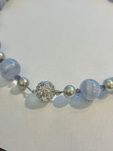 Load image into Gallery viewer, Blue Lace Agate Necklace with Silver Pearls