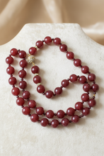 Load image into Gallery viewer, Cranberry Agate Necklace with Cubic Zirconia Accent - minadjewelry