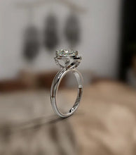 Load image into Gallery viewer, Diamond Heart Shape Center Ring with Crown and Half Halo