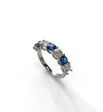 Load image into Gallery viewer, cushion cut diamond and saphire seven stone ring