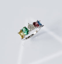 Load image into Gallery viewer, diamond band mixed shapes and stones colors