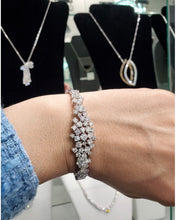 Load image into Gallery viewer, diamond cluster fancy bangle hand view