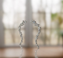 Load image into Gallery viewer, Marquise and Pear Shape Diamond Crawler Dangling Earrings