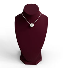 Load image into Gallery viewer, diamond halo pendant neckace by mina d on display