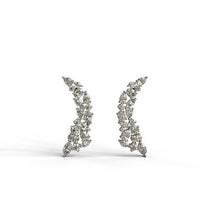 Load image into Gallery viewer, Diamond Statement Cluster Long Curved Earrings