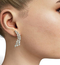 Load image into Gallery viewer, Diamond Statement Cluster Long Curved Earrings