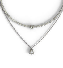 Load image into Gallery viewer, diamond tennis necklace two rows with pear shape center