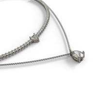Load image into Gallery viewer, diamond tennis necklace two rows with pear shape center