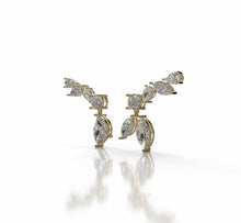 Load image into Gallery viewer, Marquise and Pear Shape Diamond Ear Crawler with Marquise Shape Diamond Dangle