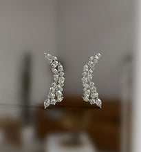 Load image into Gallery viewer, Diamond Statement Cluster Long Curved Earrings