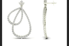 Load image into Gallery viewer, emerald diamond earrings with pear shape tops