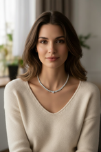 Load image into Gallery viewer, Diamond Tennis Necklace with Tapered Three Prongs