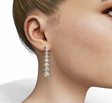 Load image into Gallery viewer, Emerald Cut Diamond Line Long Earrings