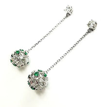 Load image into Gallery viewer, Emerald & Diamond Dangling Earrings