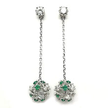 Load image into Gallery viewer, Emerald & Diamond Dangling Earrings