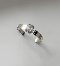 Load image into Gallery viewer, Watch Style Diamond Cuff Bracelet with 3 carat Emerald Diamond Center