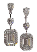 Load image into Gallery viewer, emerald diamond earrings with pear shape tops