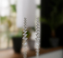 Load image into Gallery viewer, Emerald Cut Diamond Line Long Earrings