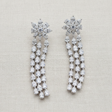 Load image into Gallery viewer, Enhanced cascading diamond floral earrings