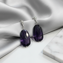 Load image into Gallery viewer, Enhanced faceted amethyst drop earrings