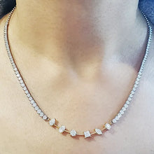 Load image into Gallery viewer, fancy link diamond tennis necklace