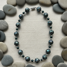 Load image into Gallery viewer, Flat lay of abalone hunter green pearl necklace