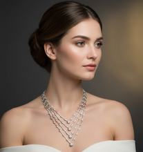 Load image into Gallery viewer, Four Row Link Necklace with 1ct Each Center Diamond Necklace