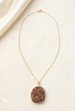 Load image into Gallery viewer, Full-chain brown-purple druzy necklace editorial