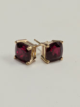 Load image into Gallery viewer, Garnet Cushion Cut Stud Earrings