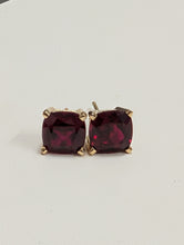 Load image into Gallery viewer, Garnet Cushion Cut Stud Earrings