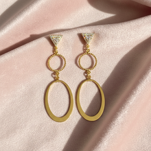 Load image into Gallery viewer, Gold geometric dangle earrings - second variation