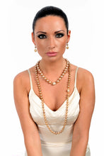 Load image into Gallery viewer, Champagne Pearl Necklace with Gold CZ Pave Clasp - minadjewelry