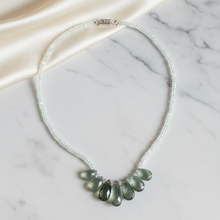 Load image into Gallery viewer, Green prasiolite briolette necklace - corrected shapes