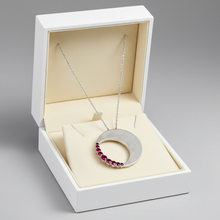 Load image into Gallery viewer, Half Moon Ruby Circle Pendant - Box