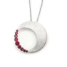 Load image into Gallery viewer, half moon satin finish ruby pendant necklace