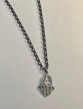 Load image into Gallery viewer, Black Hamsa Pendant Necklace