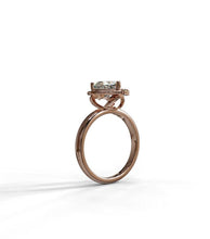 Load image into Gallery viewer, Diamond Heart Shape Center Ring with Crown and Half Halo