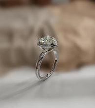 Load image into Gallery viewer, Diamond Heart Shape Center Ring with Crown and Half Halo