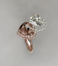 Load image into Gallery viewer, Diamond Heart Shape Center Ring with Crown and Half Halo