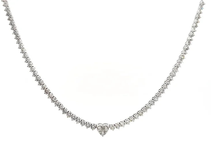 Heart Shape Diamond Tennis Necklace