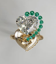 Load image into Gallery viewer, Diamond Heart Shape Center Ring with Crown and Half Halo