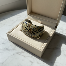 Load image into Gallery viewer, Dalmatian jasper cuff bracelet in jewelry box