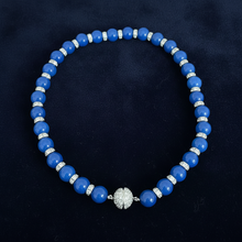 Load image into Gallery viewer, Blue jade necklace on dark velvet