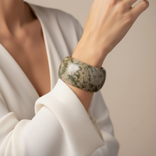 Load image into Gallery viewer, Natural stone cuff bracelet on model wrist