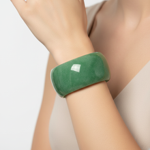 Load image into Gallery viewer, Green aventurine cuff bracelet on model wrist