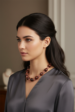 Load image into Gallery viewer, Red Tiger Eye and Cherry Quartz Necklace on Model