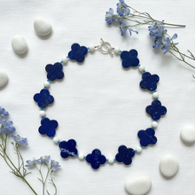 Load image into Gallery viewer, Lapis Lazuli Clover Necklace Flat Lay