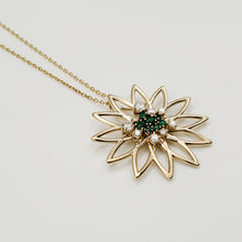 Load image into Gallery viewer, Lotus Flower Emerald and Diamond Pendant