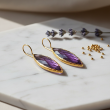 Load image into Gallery viewer, Amethyst Long MQ Vermeil Earrings - minadjewelry