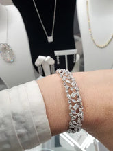 Load image into Gallery viewer, mina d fine jewelry diamond cluster bangle on hand view